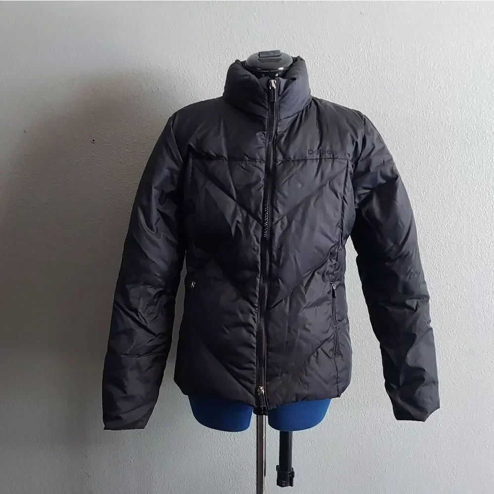 BEBE LADIES BLACK QUILTED ZIPPERED DOWN JACKET SIZE MEDIUM